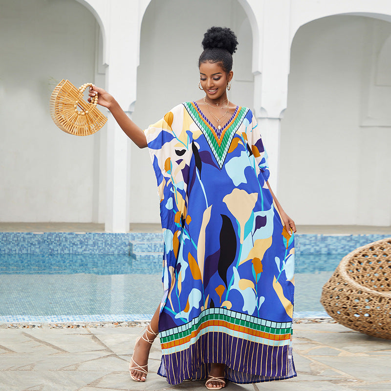 Beach Cover-up Loose plus Size Robe Vacation Dress Bikini Swimsuit Outwear Women