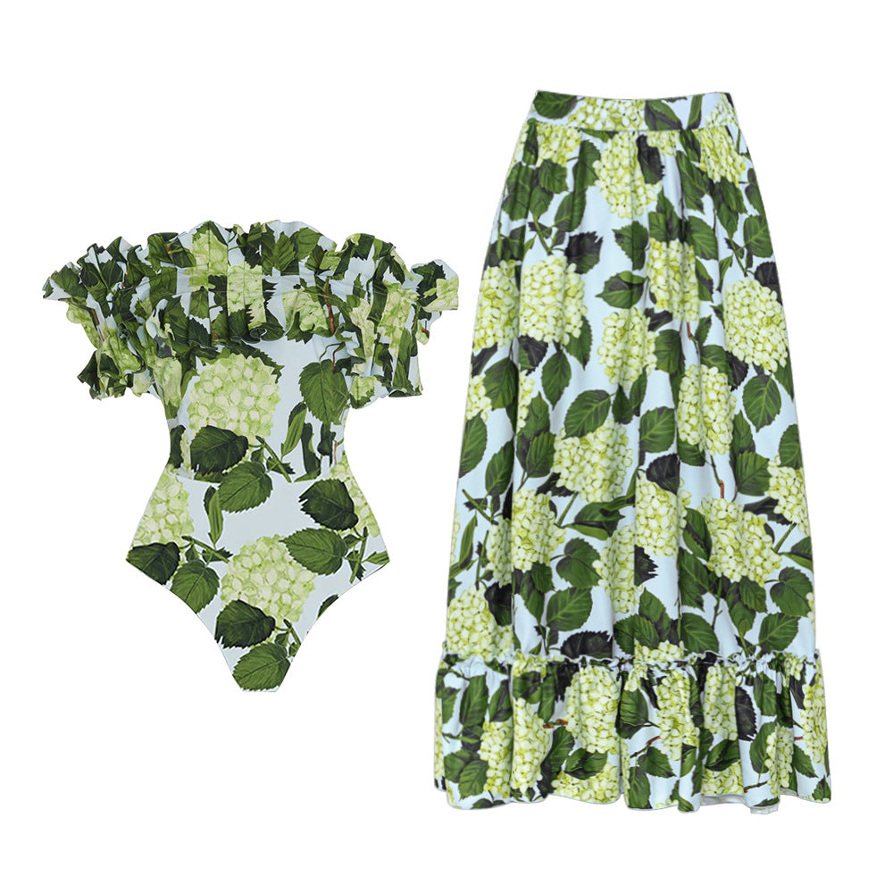 Printed One Piece Swimsuit Women Vacation Swimsuit Bikini