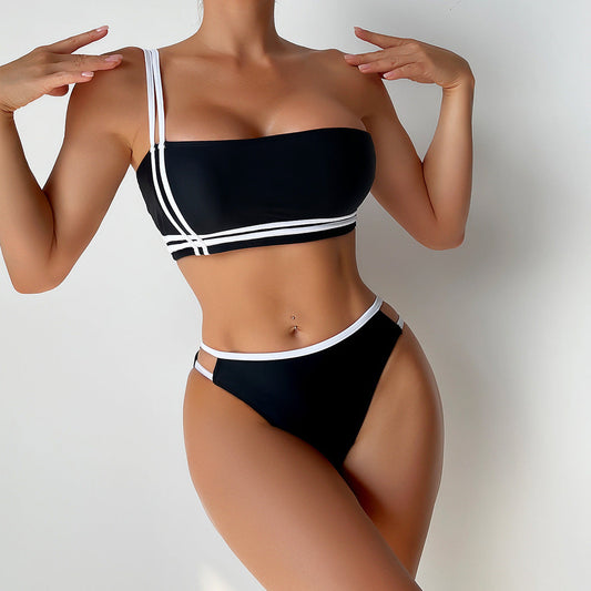 One Shoulder Sexy Split Swimsuit Women Bikini Beach Sexy Bikini Swimsuit