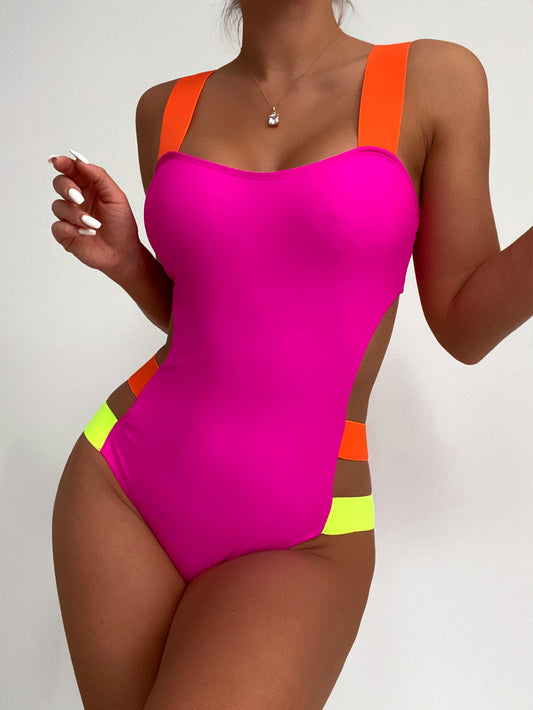 Women Color Board Strap Sexy Swimsuit Bikini Bikini