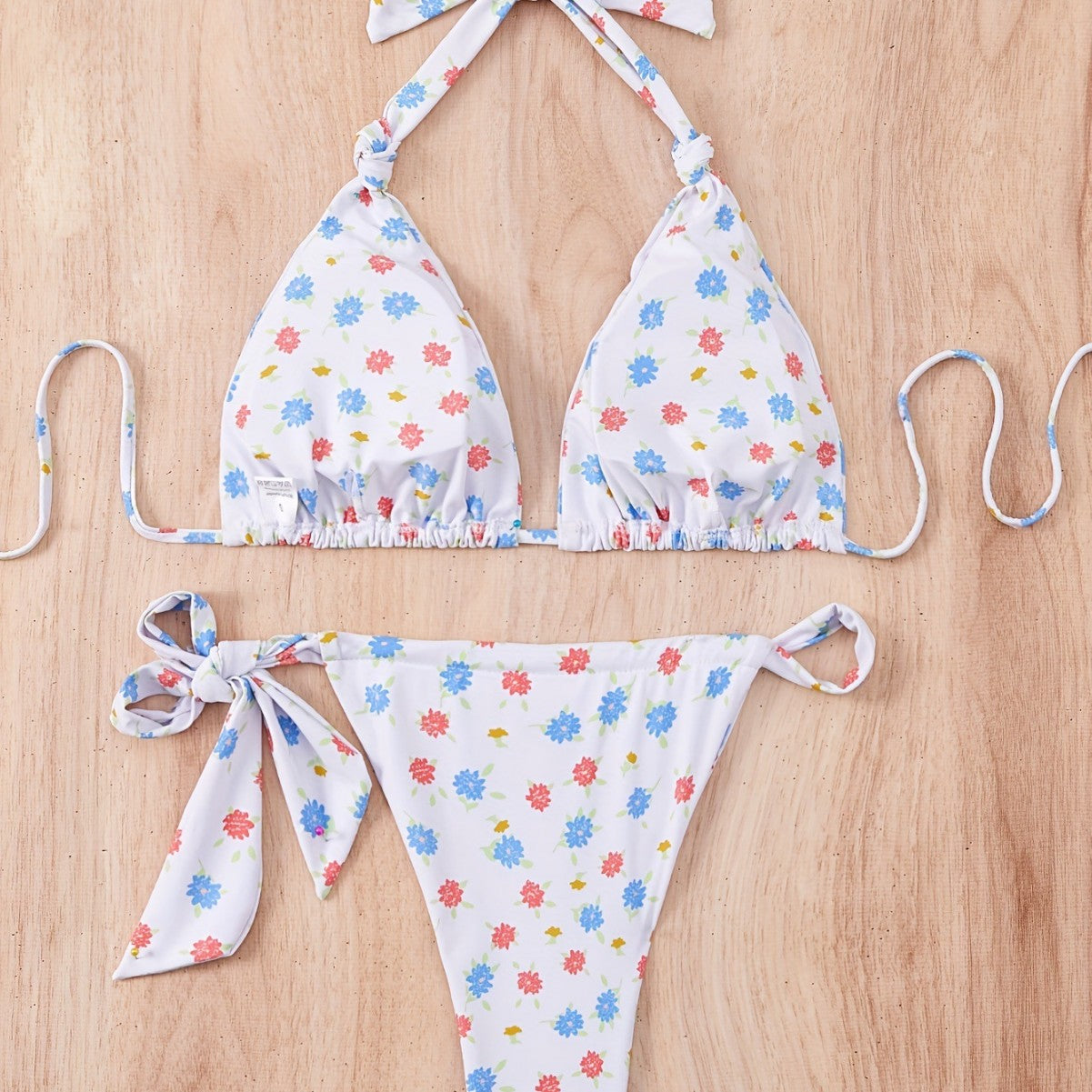 Women Floral Tie Neck Halter Bikini for Swimsuit