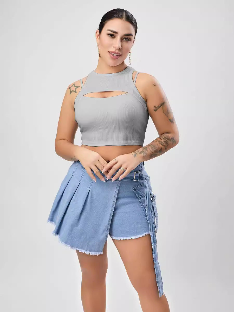 Multi Color Sexy Stretch Hollow Out Cutout Vest Women Sexy Design Blouse Slim Women Clothing