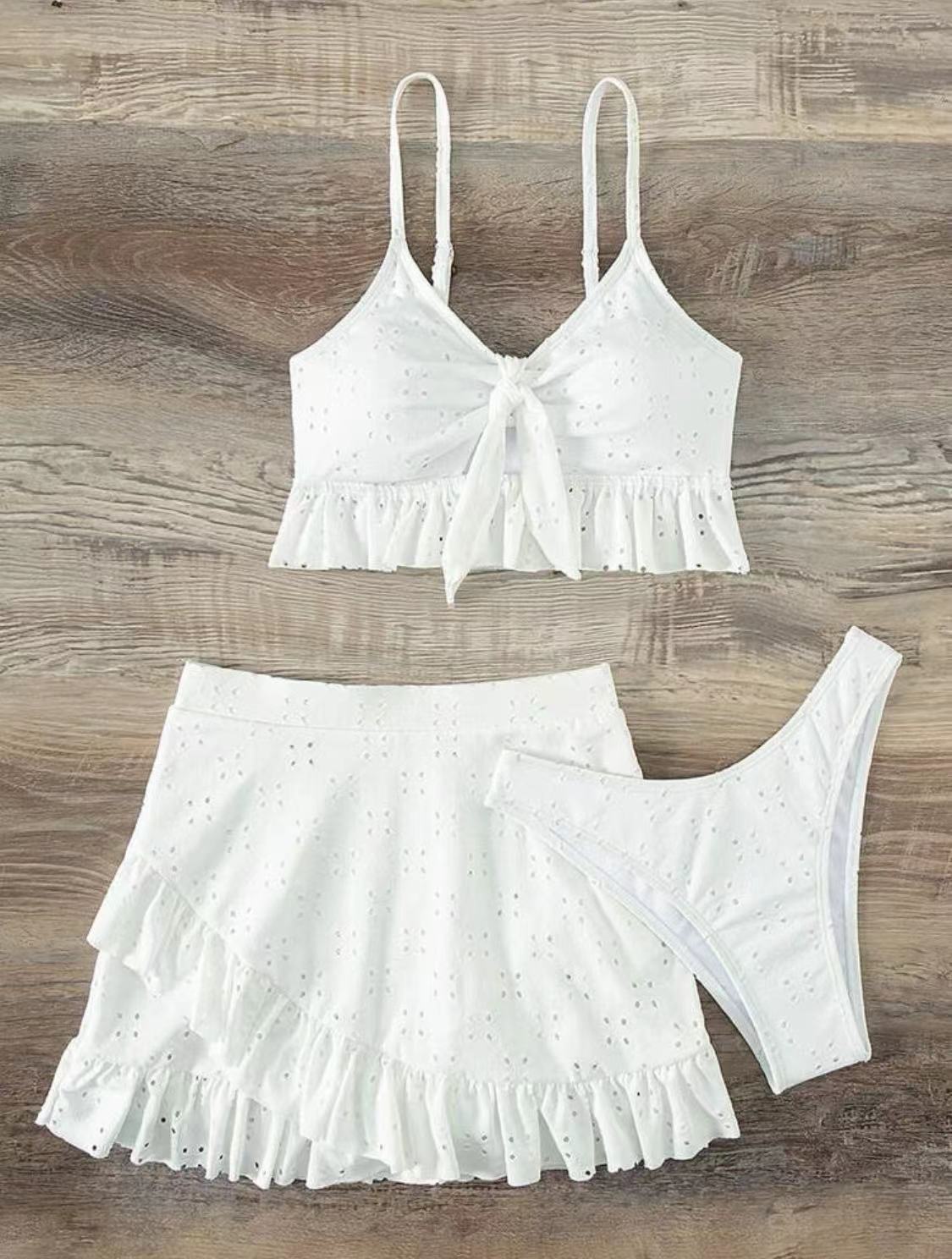 Summer Beach Skirt Bikini Three Piece Set Swimsuit Conservative Swimsuit Women