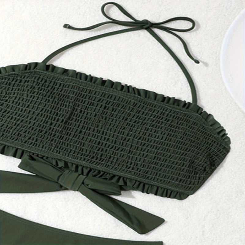 Sexy Lace up Bikini Women Three Point Bikini Beach Spring Swimsuit