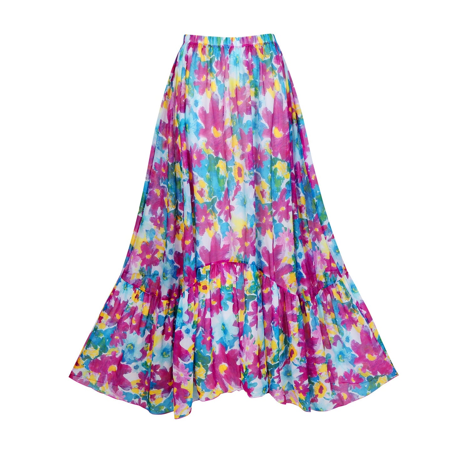 Siamese Conservative Swimsuit Printing Hollow Out Cutout Mesh Wrap Skirt Set Swimsuit