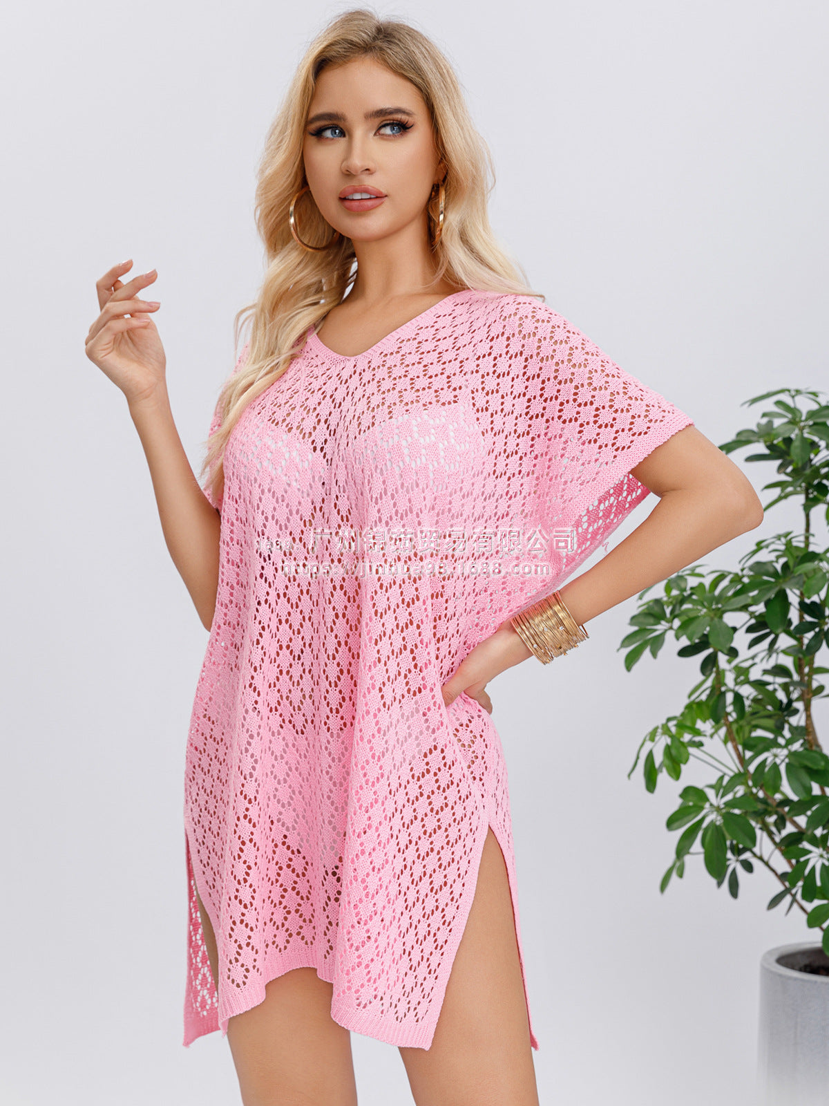 Women Cotton like Swimsuit Hollow Out Cutout out Sexy Beach Sun Protection Dress