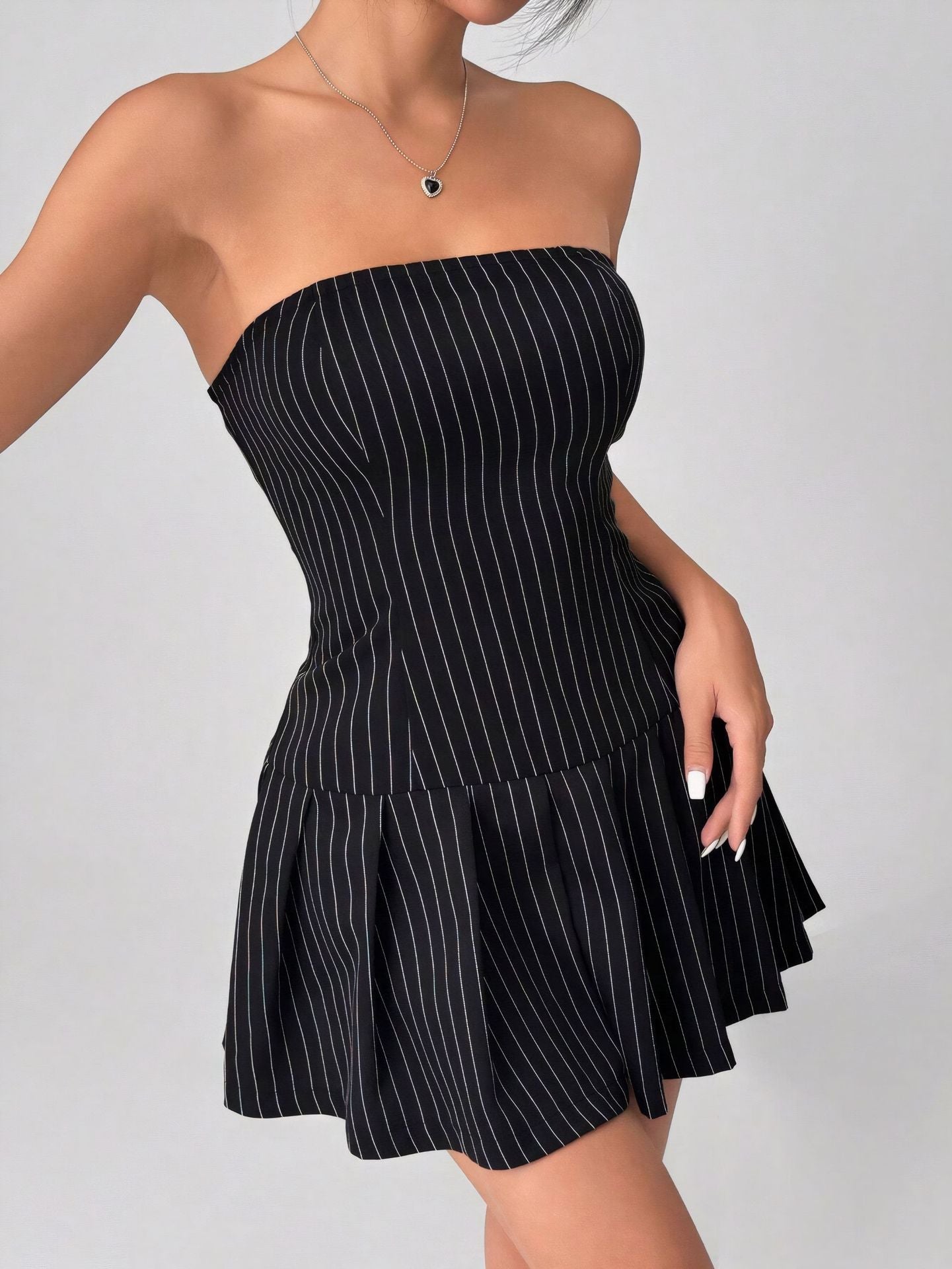 Pleated Sexy A line Sexy Hip Dress High Grade Elegant Adult Lady like Woman Office Women Summer Dress