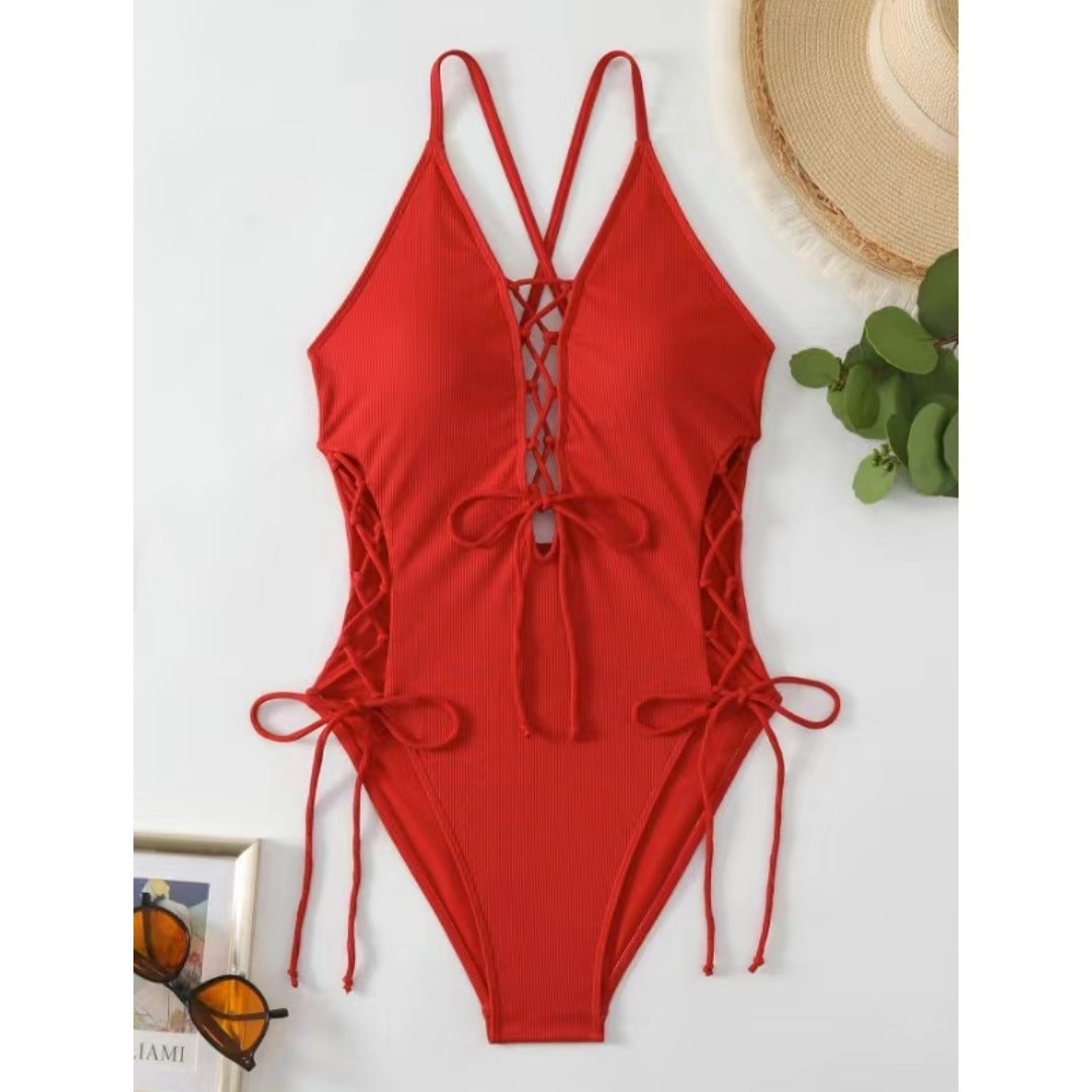 Sexy Backless Swimsuit Halter Swimwear Bikini Swimsuit Women