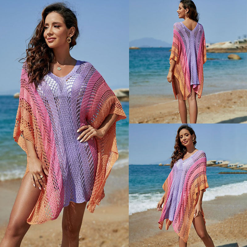 Women Hollow Out Cutout Knitted Sun Protection Shirt Bikini Swimsuit Outwear Overclothes Sexy Loose Pullover Beach Cover up Crochet hook