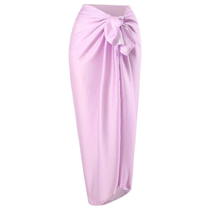 French Retro Printed One Piece Swimsuit Women Spring Vacation Beach Dress Three Piece Bikini