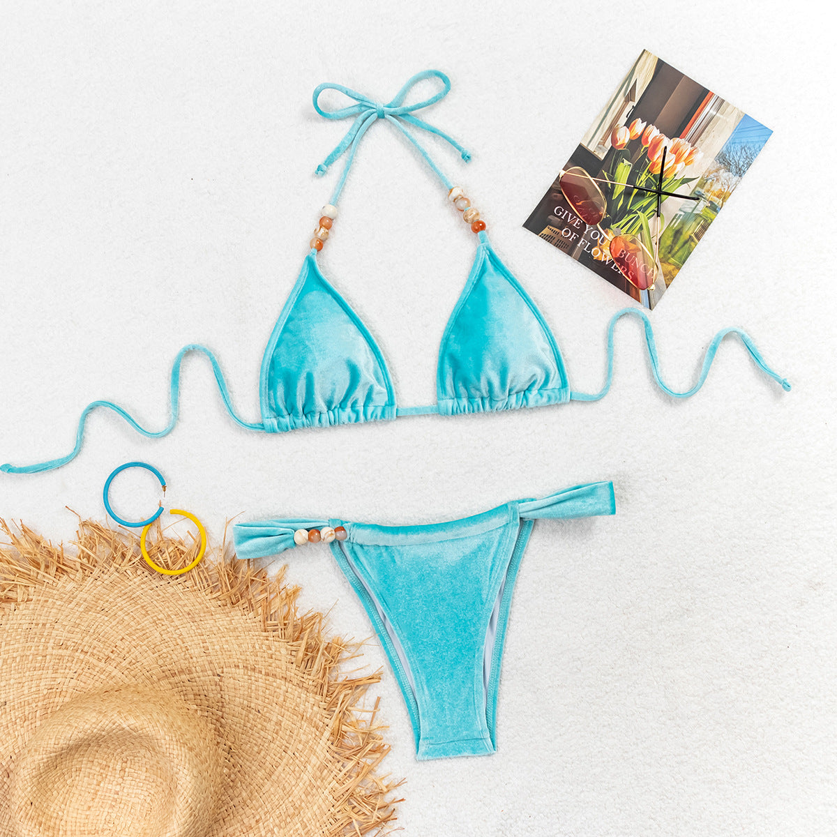 Split Bikini Popular Lady Sexy Velvet Swimsuit Swimwear