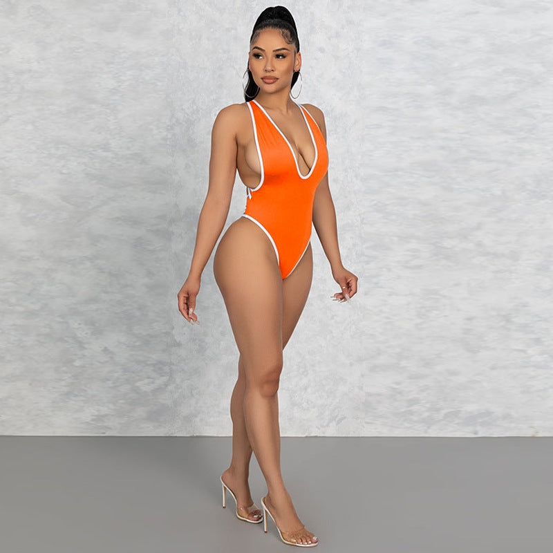 Sexy Women Clothing Bikini Three Point T Shaped Vest One Piece Swimsuit