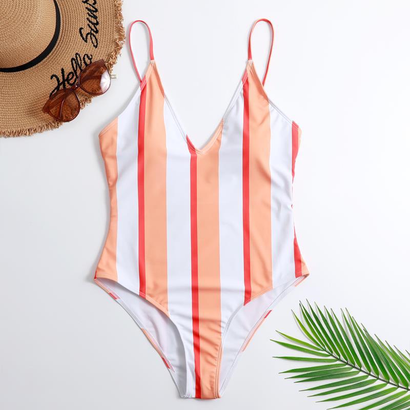 Women Siamese Triangle Backless Strap Multi Color Printing Swimsuit Original Single Swimsuit