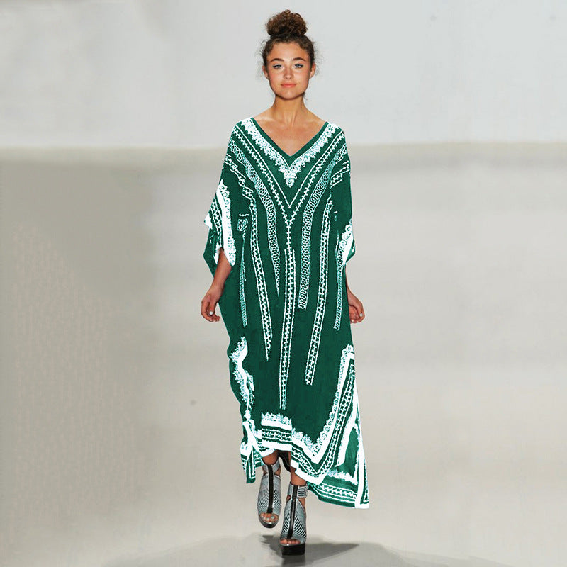 Black Bottom Quick Drying Robe Beach Dress Loose plus Size Maxi Dress Bikini Cover up Sun Protection Shirt Women Robe