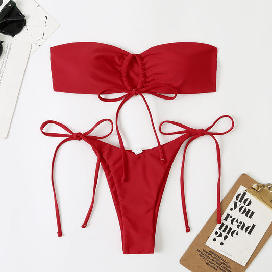 Double Sided Tube Top Lady Sexy Split Double Sided Bikini Latest Beach Swimsuit