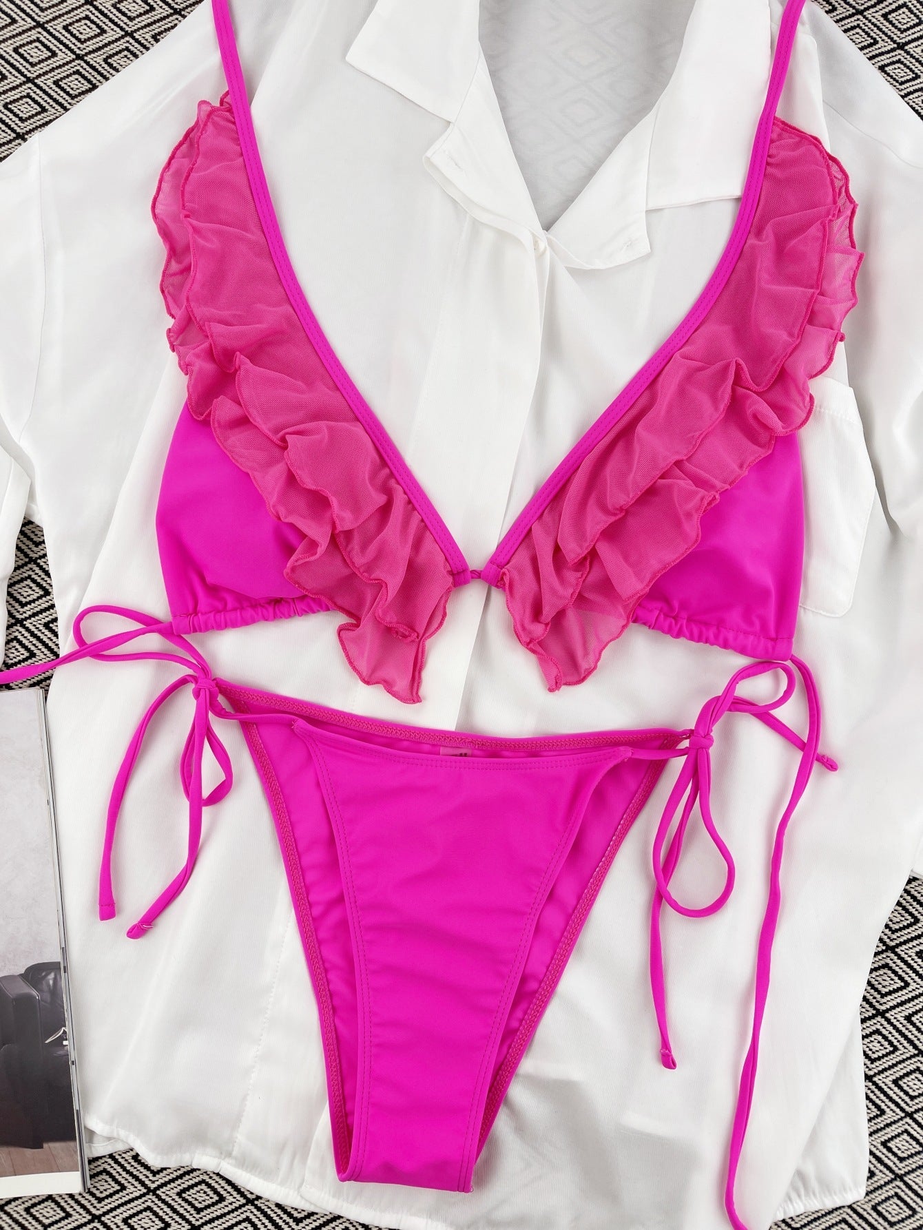 Women Mesh Wavy Sexy Bikini Swimsuit