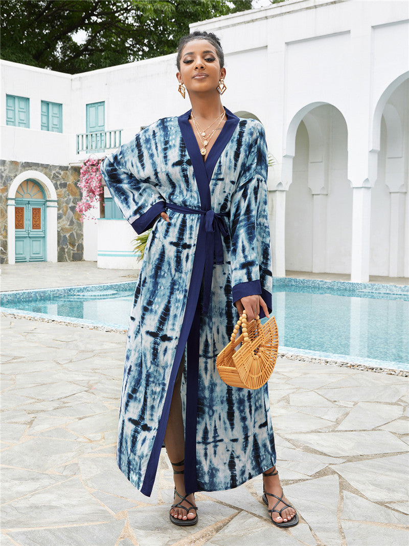 Blooming Beach Blouse Sexy Cardigan Sun Protection Shirt Holiday Dress Beach Cover Up