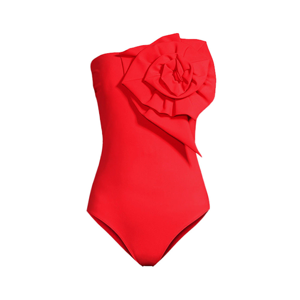 Three Dimensional Floral One Piece Swimsuit Women Vacation Suit Skirt Swimsuit