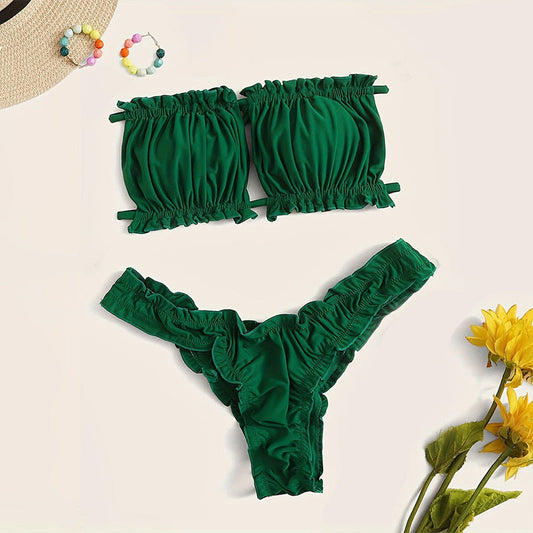 Bikini Lace up Split Swimsuit Women Beach Bikini