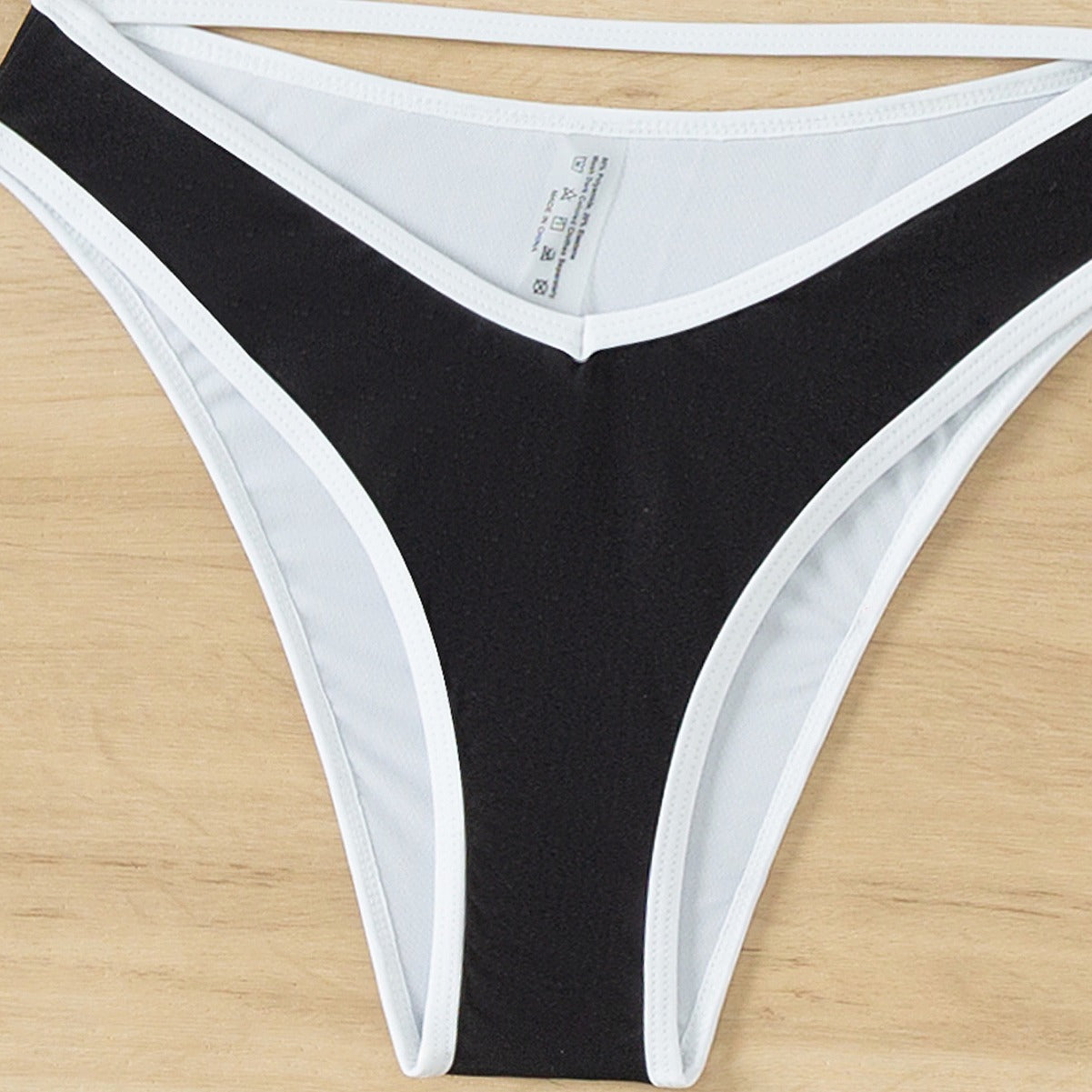 Vest Women Swimsuit Hollow Out Cutout Sexy Contrast Color Thin Edges Bikini