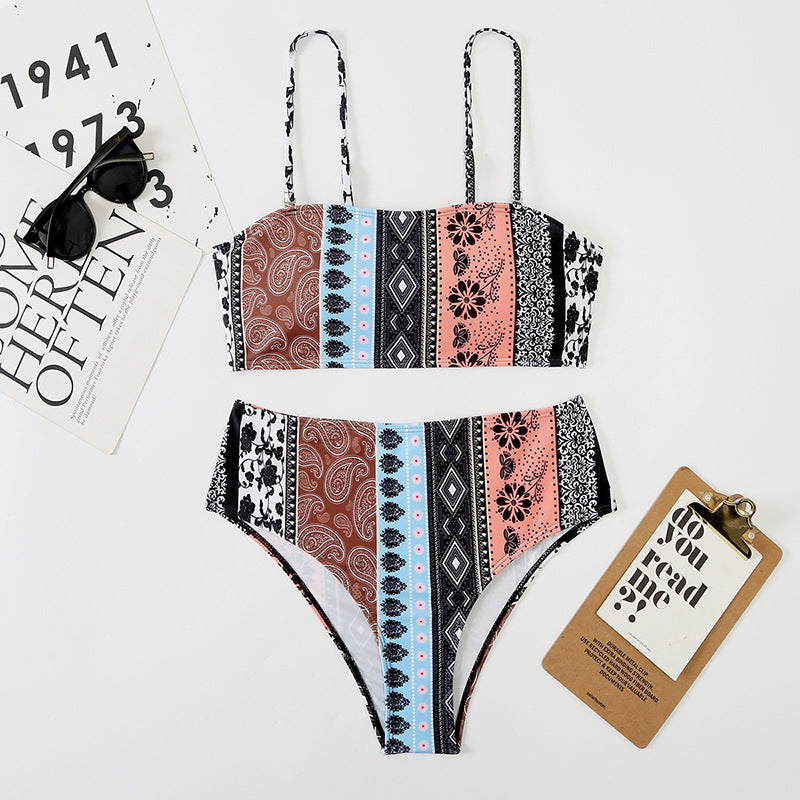 High Waist Triangle Strap Bikini plus Size Womes Seperated Swimwear Swimsuit