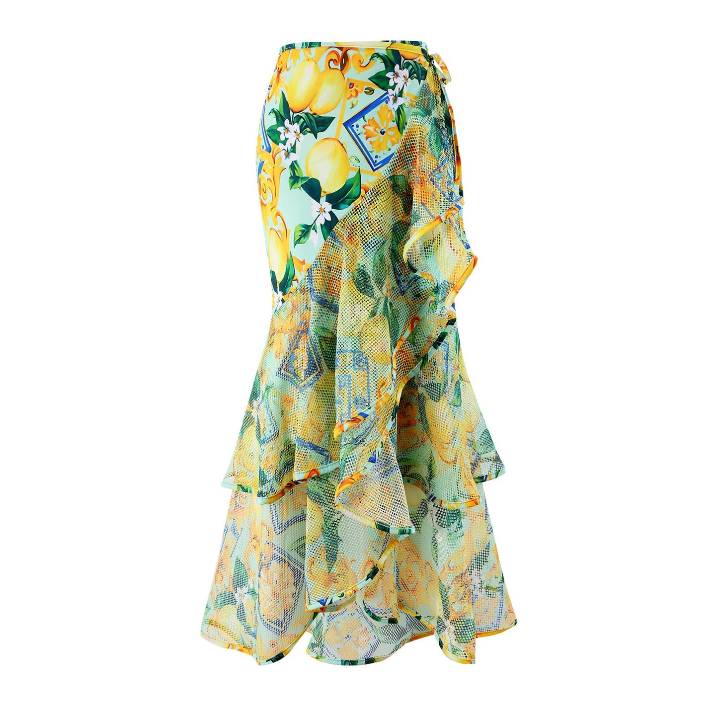 Siamese Conservative Flying Edge Covering Belly Thin Sexy Skirt Swimsuit Women Wrap Skirt Set