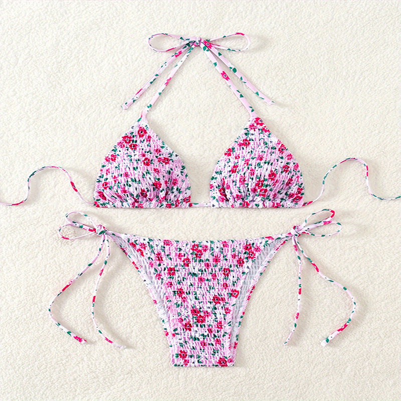 Floral Bikini Split Swimsuit Women Three Point Bikini Spring Beach Swimsuit
