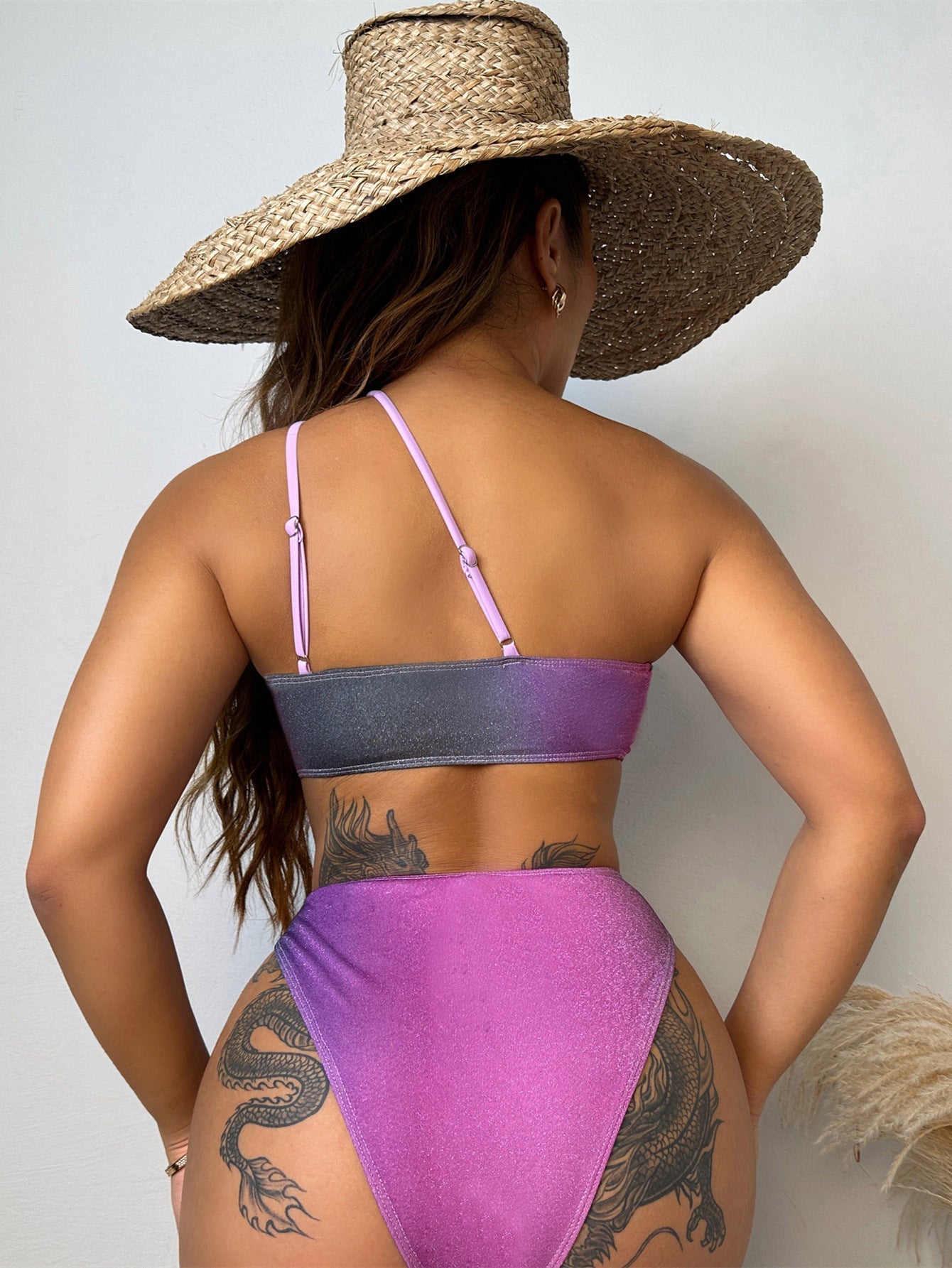 Bikini Double Bikini Gradient Swimsuit Cross Swimsuit Women Sexy Swimsuit Stitching Bikini