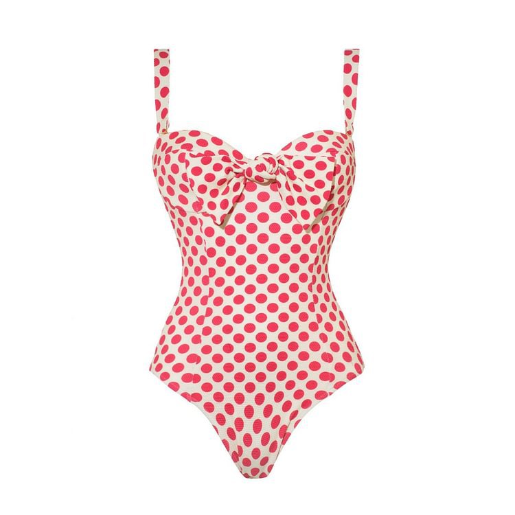 Heart Printing Bow One Piece Swimsuit Women