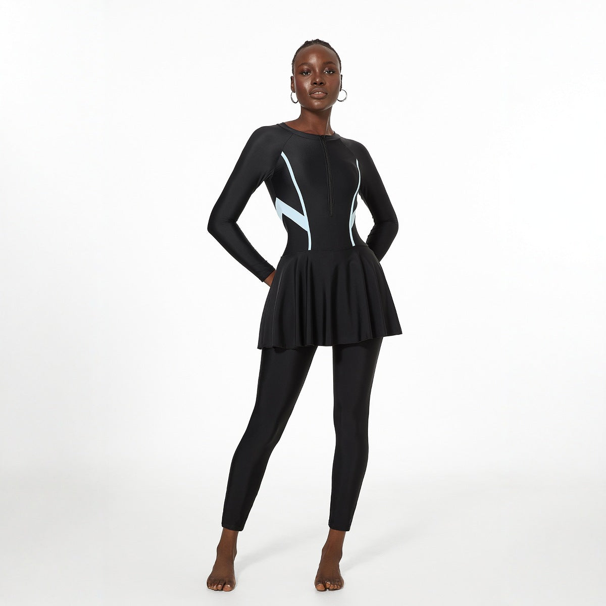 Swimwear Women Belly Covering One Long Sleeve Trousers Spring Surfing Diving Swimsuit