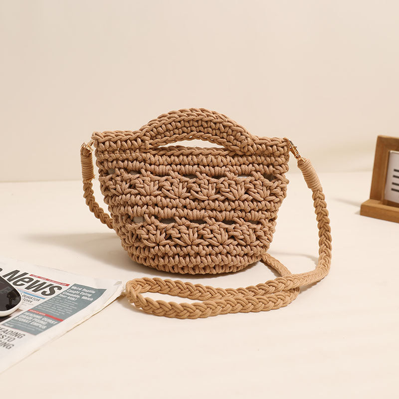 Crossbody Cotton Thread Woven Bag All Matching Hollow Out Cutout Straw Bag Vacation Beach Bag Partysu Women Bag
