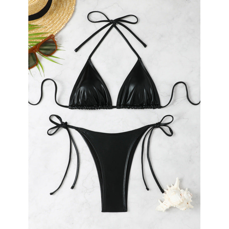 Bikini Sexy Slim Fit Shiny Surface Sexy Nightclub Bikini Swimming Swimwear Women Split