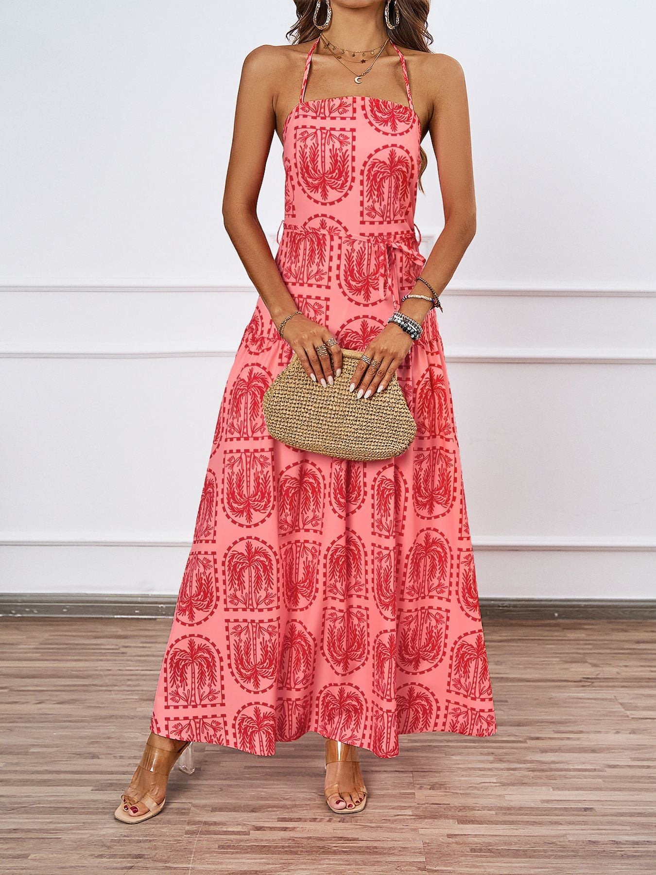 Women Floral Halter Beach Hawaii Holiday Dress