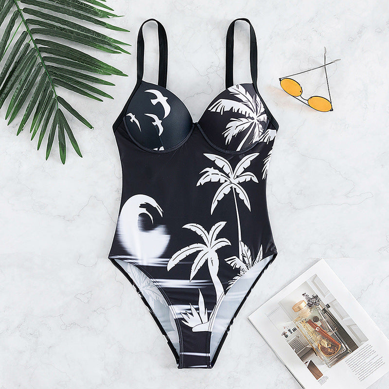 Ladies One Piece Printed Swimsuit Summer Sexy Women Bikini