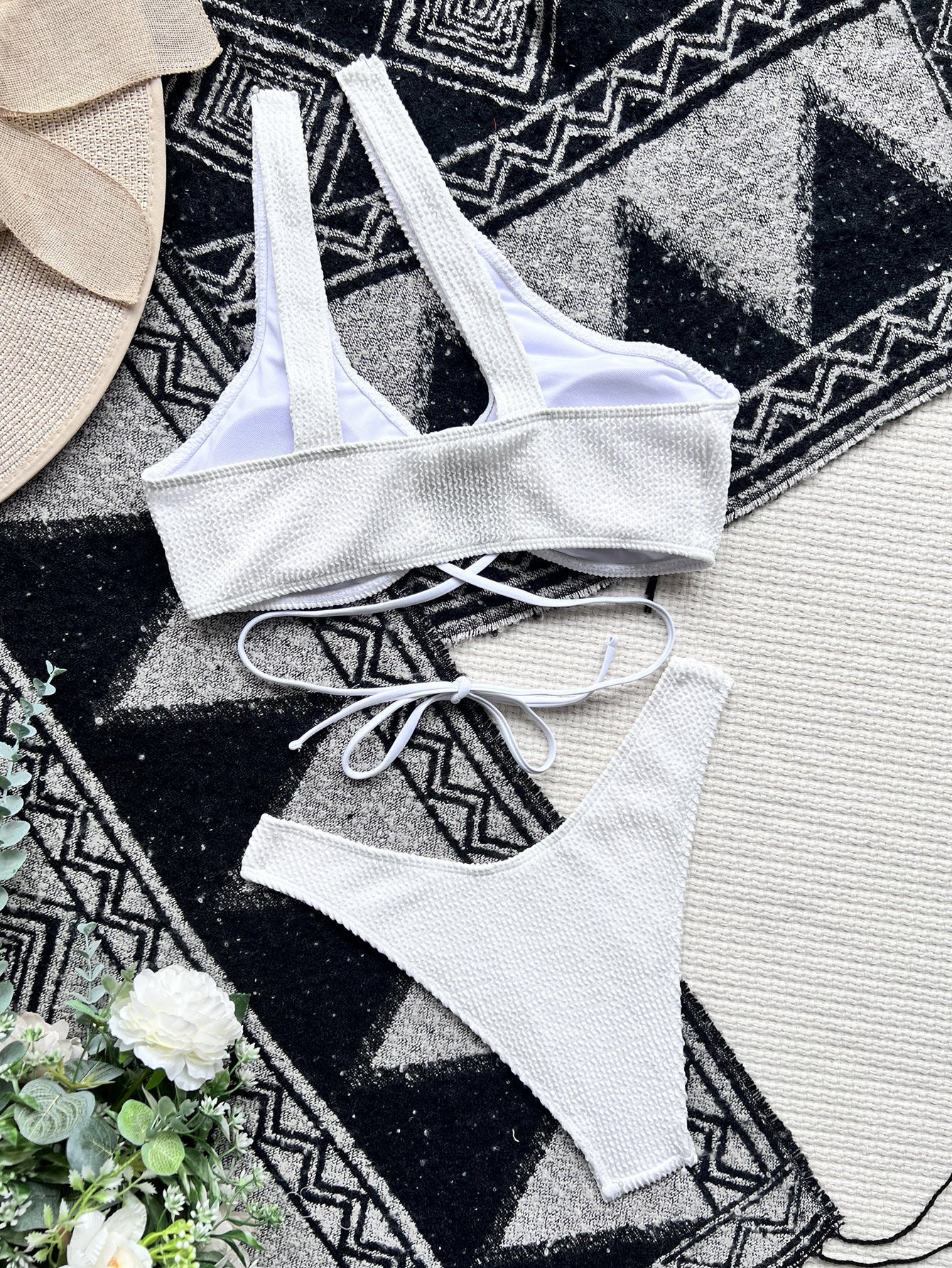 Bikini Double Bikini Bandage Swimsuit Cross Swimsuit Women Sexy Swimsuit Solid Color