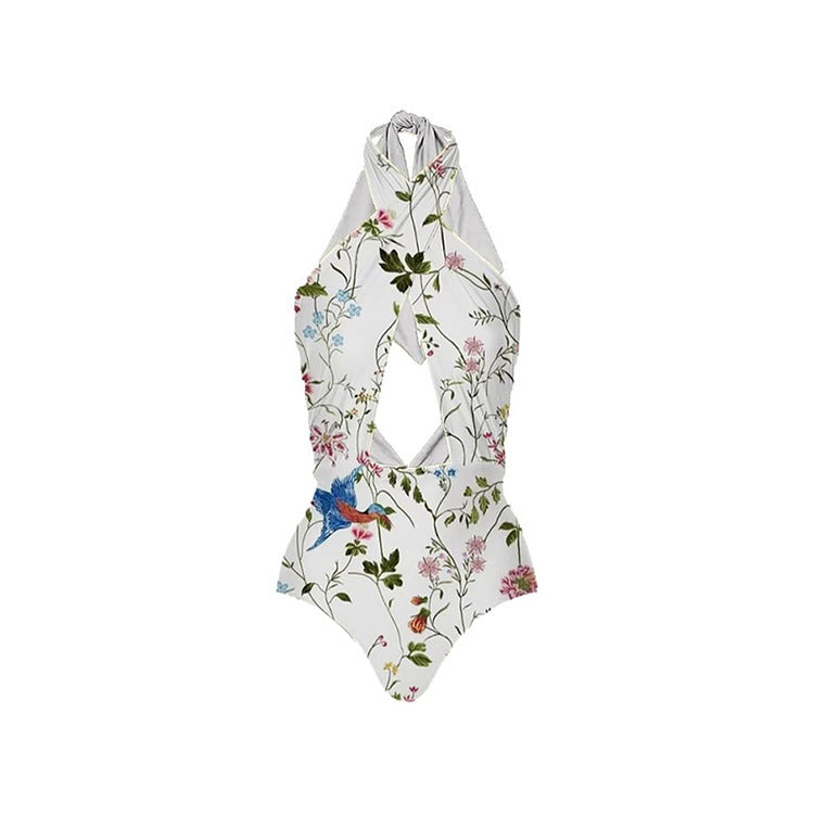 Sexy One Piece Swimsuit Women Bikini Printed Swimsuit Bikini Mesh Dress