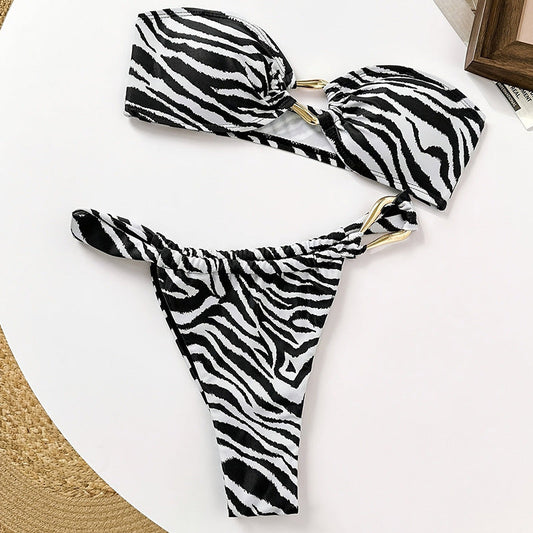 Striped Sexy Split Swimsuit Women Three Point Bikini Beach Spring Swimsuit Bikini