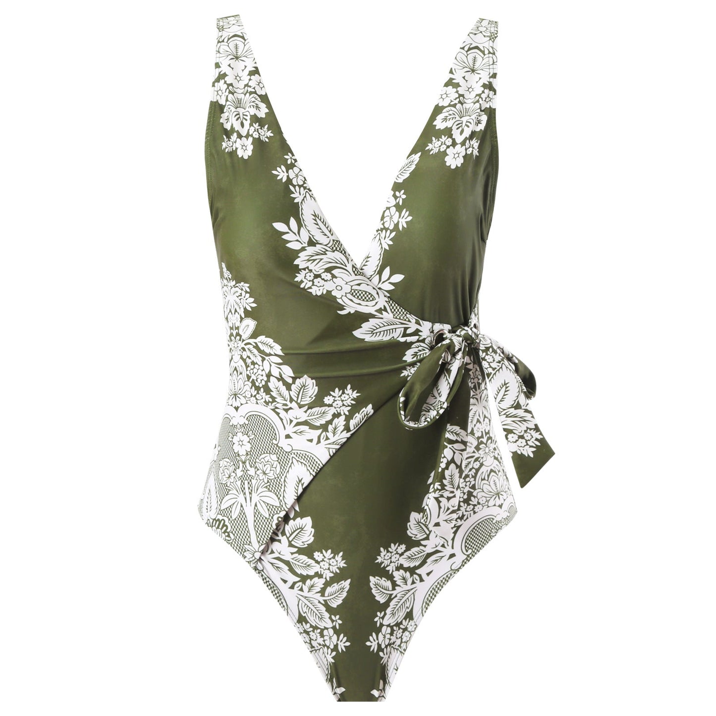 Gathering Belly Covering Sexy High Waist Bikini Split Swimsuit Set Chiffon Dress