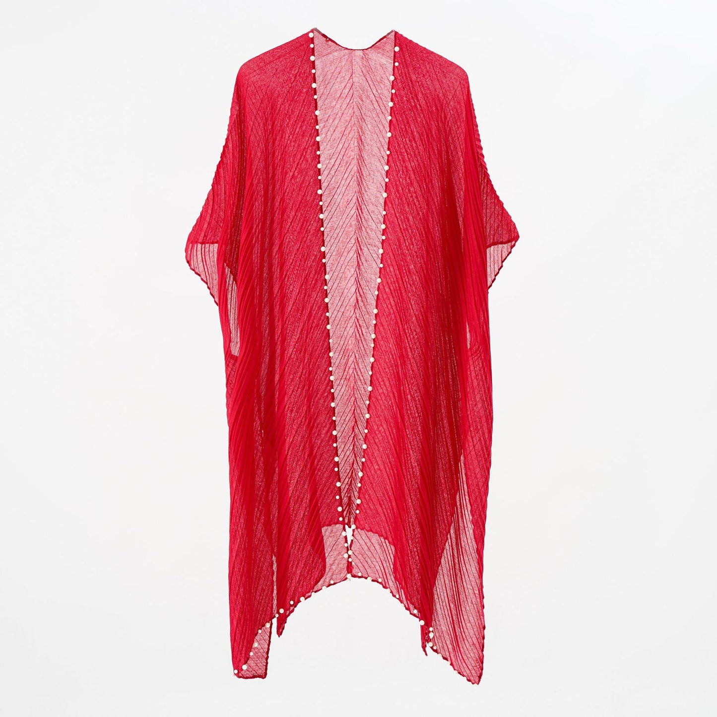 Pearl Breasted Solid Color Blouse Beach Dress Sunscreen Sexy Shawl Blouse Seaside Vacation Cardigan