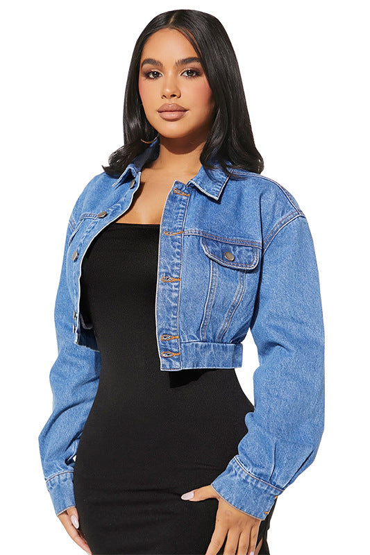 WOMEN FASHION DENIM CROP JACKET