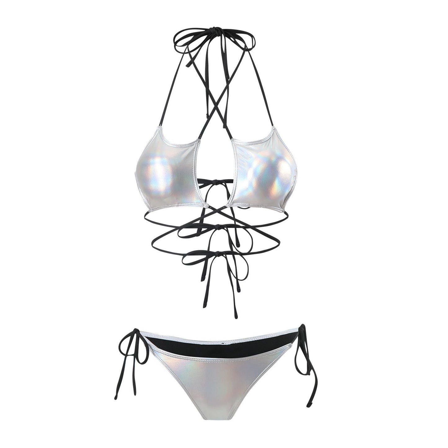 Sexy Bronzing Five Star Drawstring Strap Split Swimwear Swimsuit Bikini Bikini