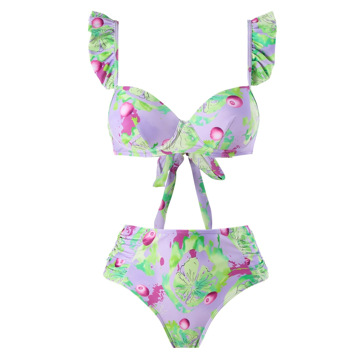 Push up Split Three Piece Set Sexy Spring Vacation Swimsuit Set Printing