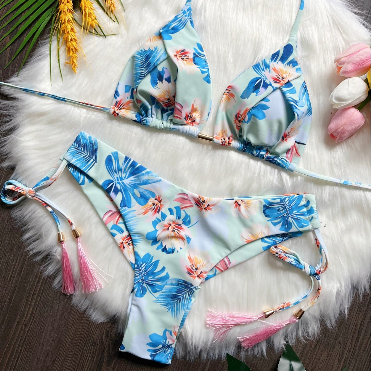 Printed Split Bikini Swimsuit Sexy Triangle Women Swimsuit Swimming Suit
