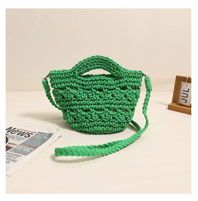 Crossbody Cotton Thread Woven Bag All Matching Hollow Out Cutout Straw Bag Vacation Beach Bag Partysu Women Bag