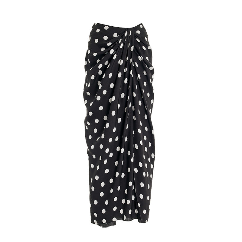 Simple Special Interest Split Swimsuit Women Polka Dot Skirt High Waist Bikini