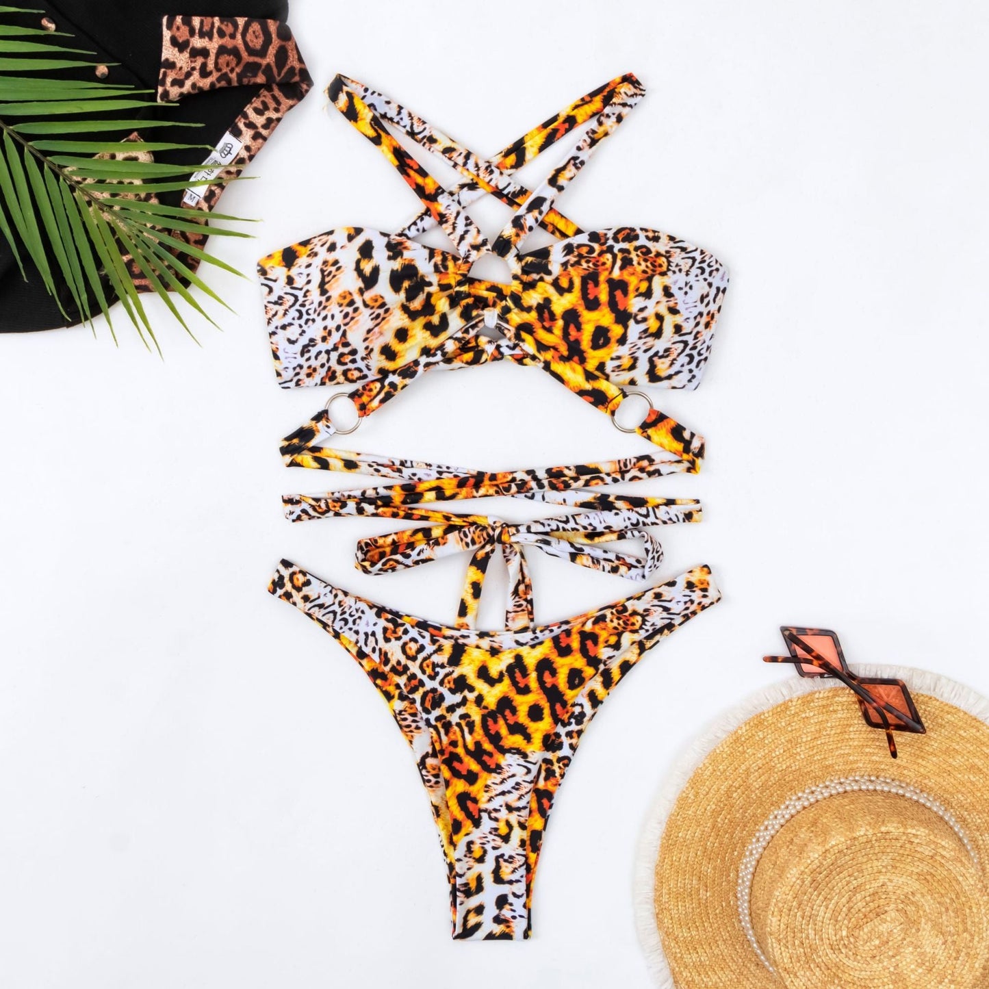 Leopard Print Swimwear Bikini Rope Sexy Swimsuit Women Bikini