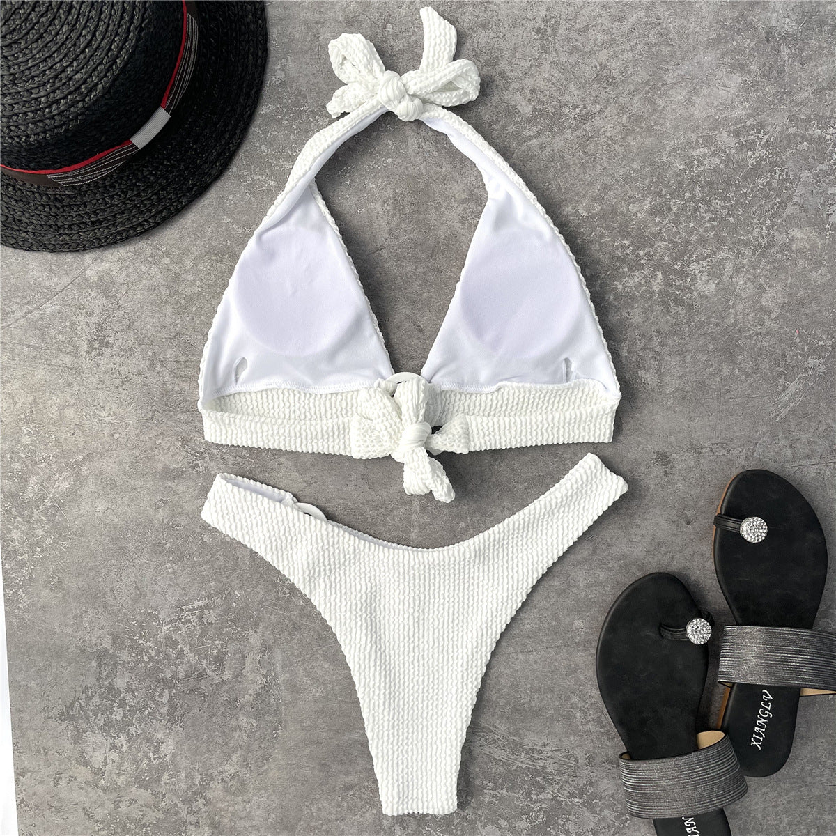Women Seperated Swimwear Personalized round Ring Special Cloth Bikini textured
