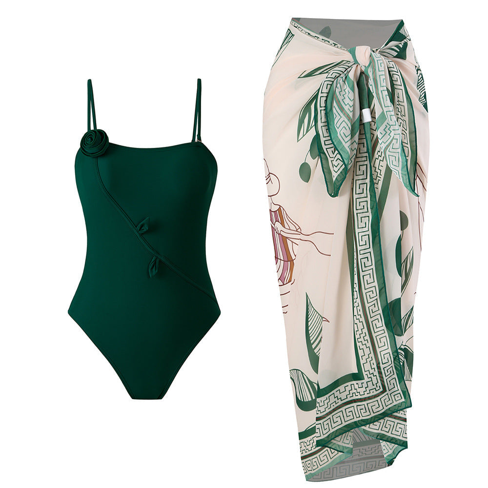 3D Three Dimensional Floral One Piece Swimsuit Women Sexy Dress Swimsuit Outfit