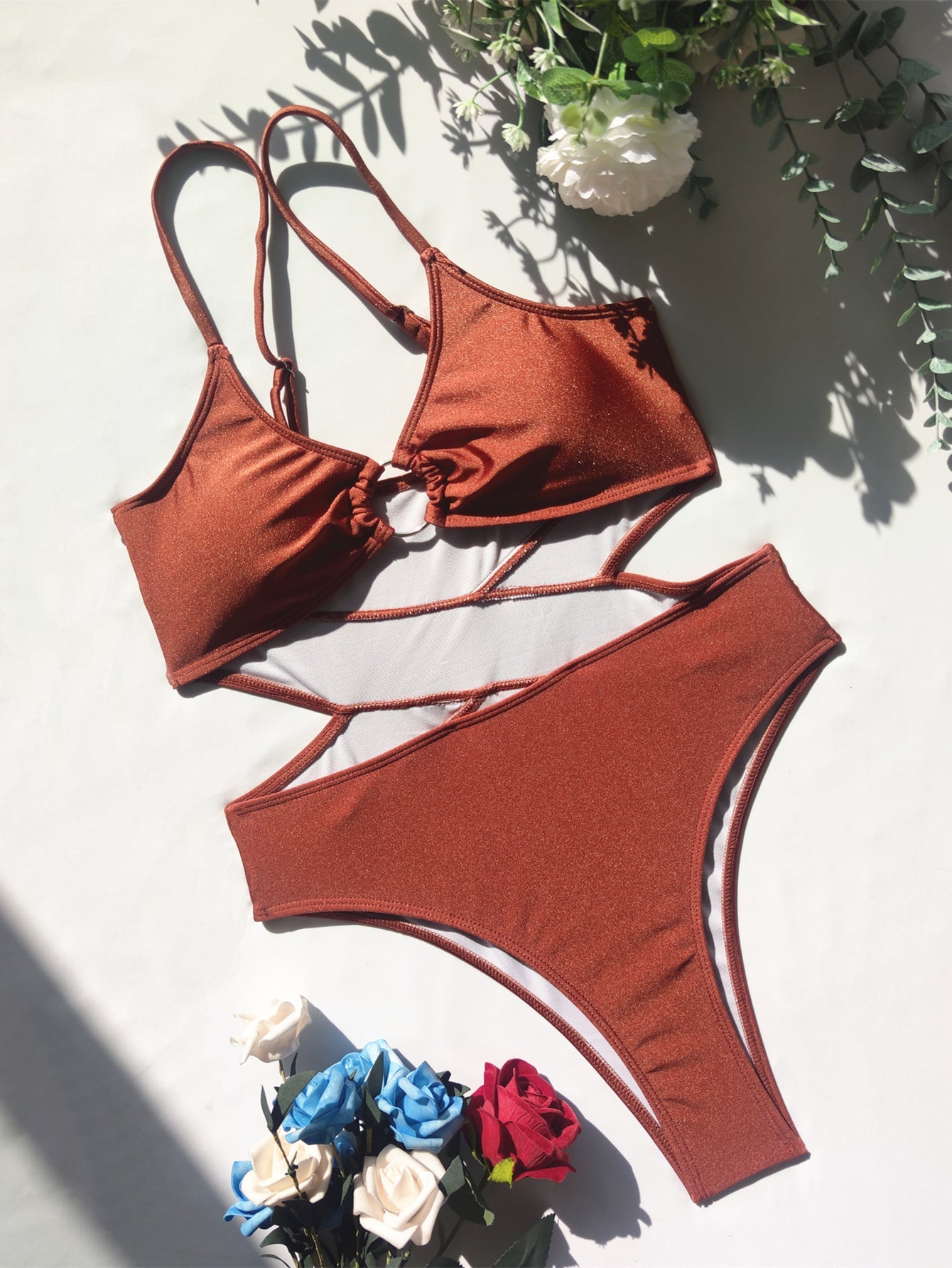 Bikini Double One-Piece Swimsuit Solid Color Bikini Swimsuit Women Stitching Swimsuit Sexy