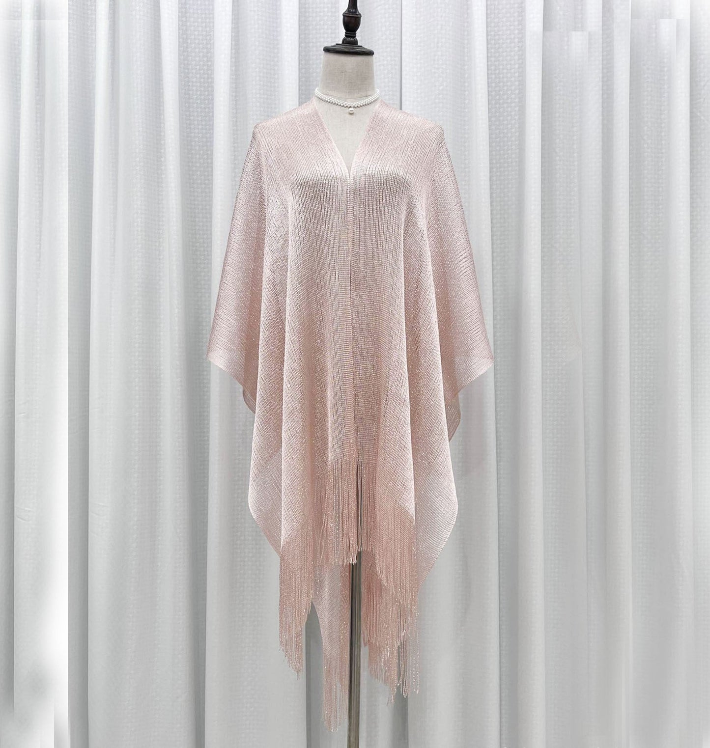 Beach Solid Color Sun Proof Tassel Knitting Beach Cover Up Sweater Shawl Cardigan